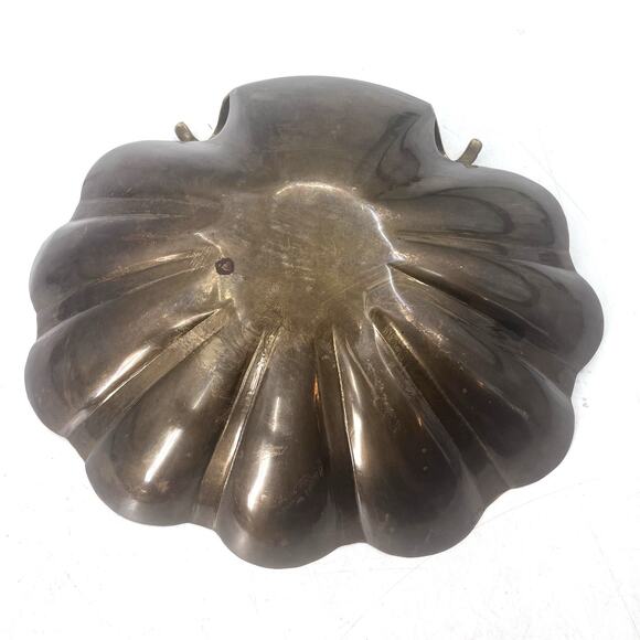 Vintage Mid Century Large Brass Seashell Shell Tray Beach House Nautical Decor - Picture 7 of 7